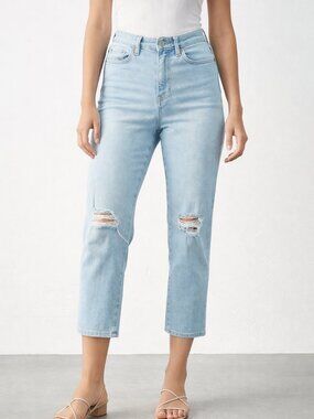 OLD NAVY High Rise O.G. Straight Leg 6 Short Women's Distressed Stretch Jeans